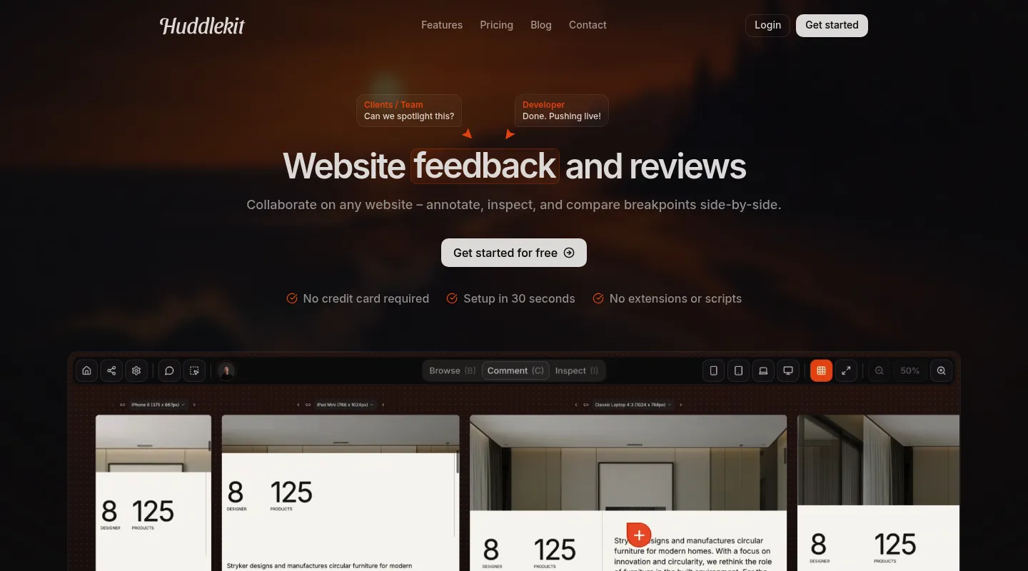 Huddlekit homepage