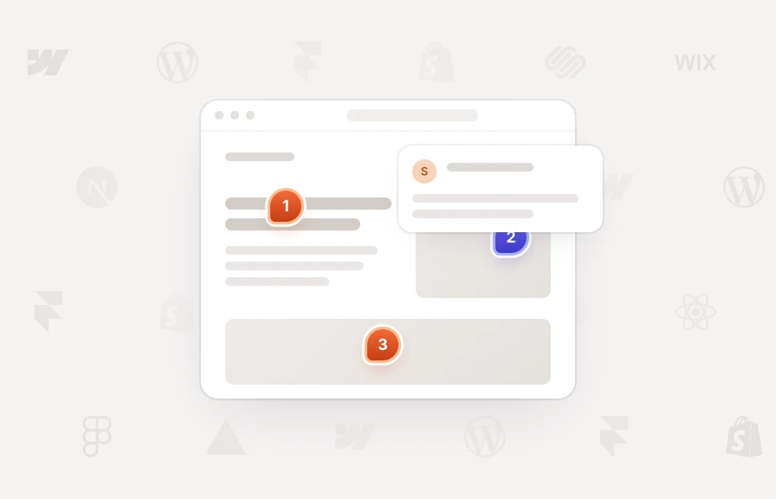A live page with pins and a comment, surrounded by the site builders it could be made with