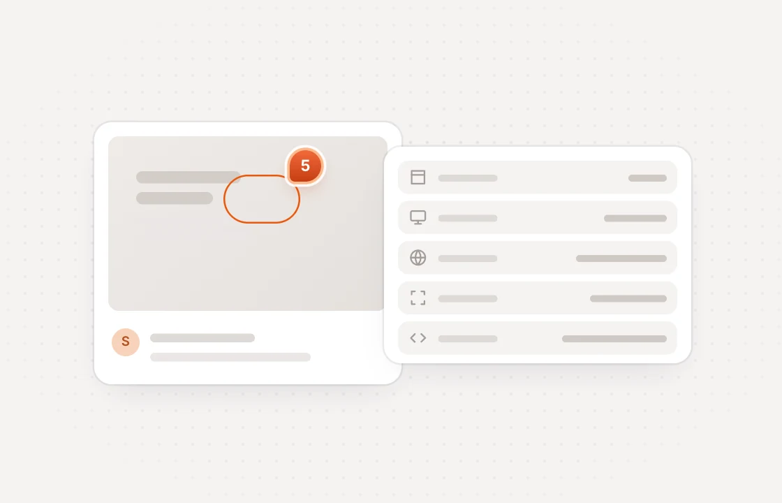 A comment's screenshot beside its captured page, OS, browser, size and selector