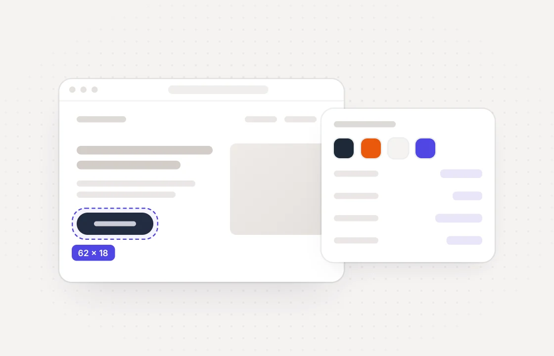 An element outlined with its size, and its colours, type and spacing in a panel